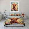 "Floral Highland Cow Bedding Set" Bedding Duvet Cover Set Duvet Cover Pillowcases (1 * Duvet Cover 2 * Pillowcases, without duvet insert)