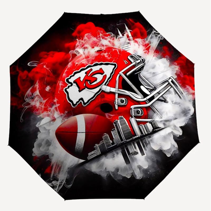 1PC Kansas City Chiefs Umbrella-8-Rib Reinforced, Automatic Open, Lightweight & Durable, Cute Fashion Accessory for Outdoor-P81