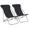 Day and Night - Day and Night Folding Beach Chairs 2 Units Steel and Black Oxford Fabric