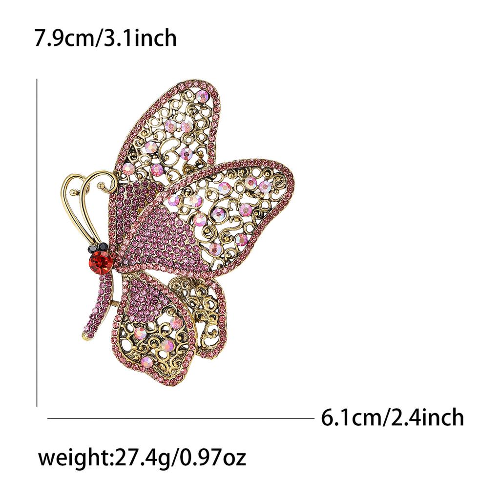 Rhinestone Large Butterfly Brooches for Women Elegant Colorful Insect Pins Vintage Fashion Beautiful Pins Good Gift