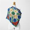 Twill Silk Scarf Woman Circle Painting Square Scarves Wraps Bandana Small Hijab Silk Foulards Tie Headband Neckerchief 53CM