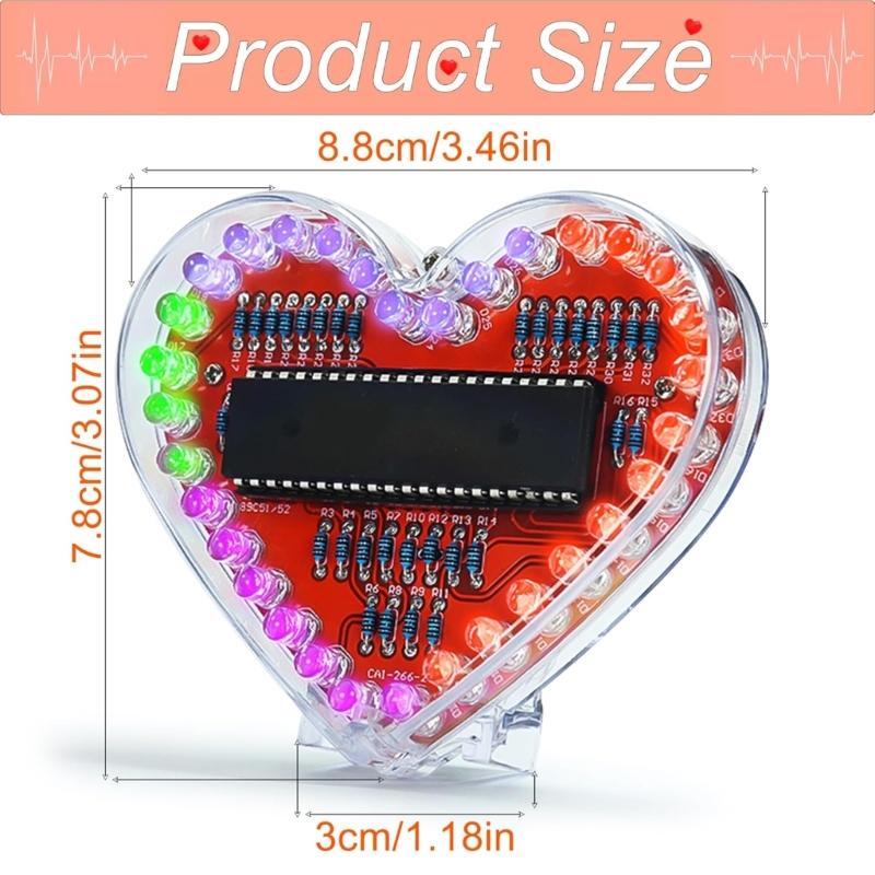 32 RGB светодиода DIY Набор для пайки в форме сердца Обучающий набор по электронике для студентов и любителей рукоделия Подарок