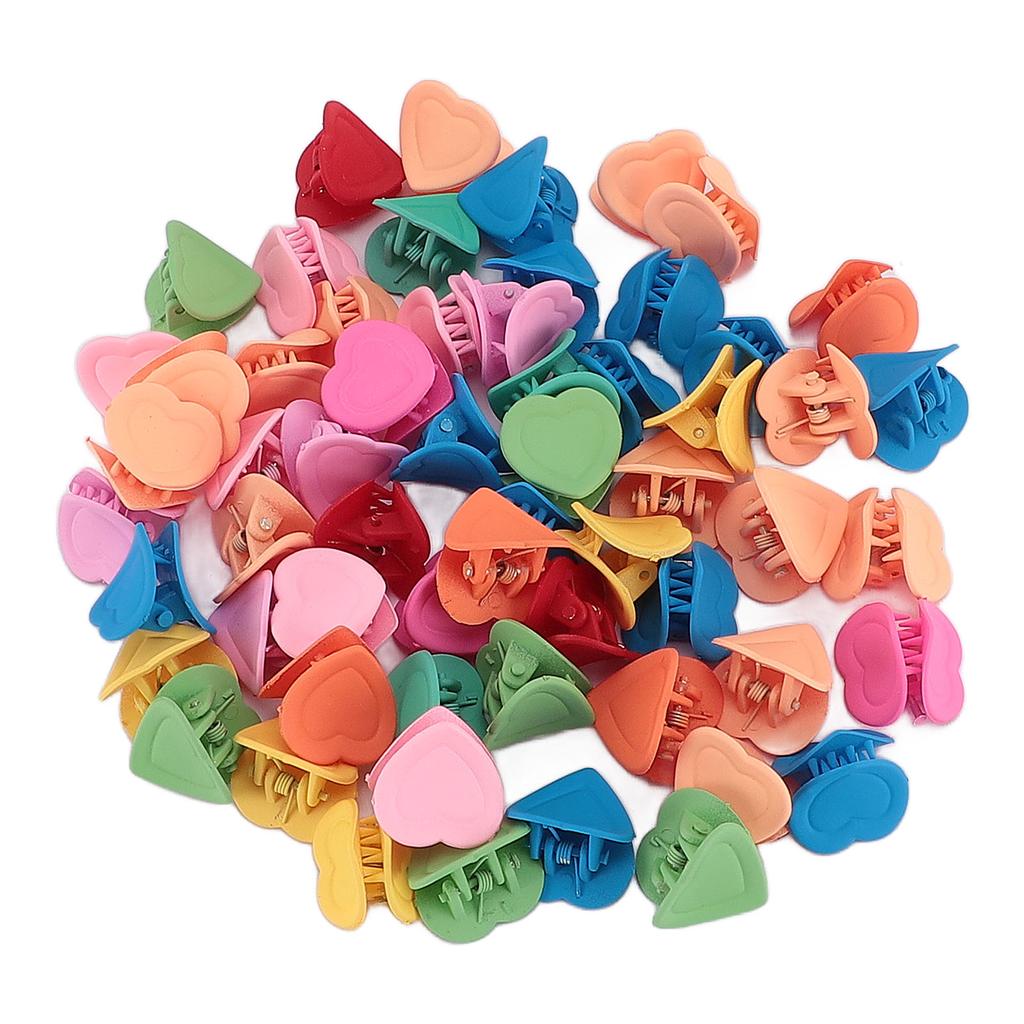 100pcs Mini Heart Claw Clips Tiny Cute Hairpin Hair Decoration Accessories Children Colorful Hair Cl