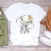 Flower Elephant 90s Tee Top Fashion Tshirt Clothing Casual Short Sleeve Women Print Summer Lady Female Graphic T-shirt