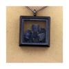 Stones and Minerals. Raw Kyanite Necklace. Square Model. Color Black.