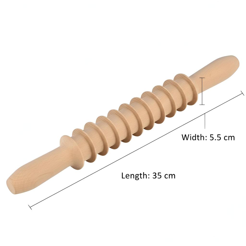 Kruvad Wooden Body Massager Stick Roller for Full Body Pain Relief Manual Massage Roller for Back Neck Legs Waist Thigh Natural Wooden Therapy To
