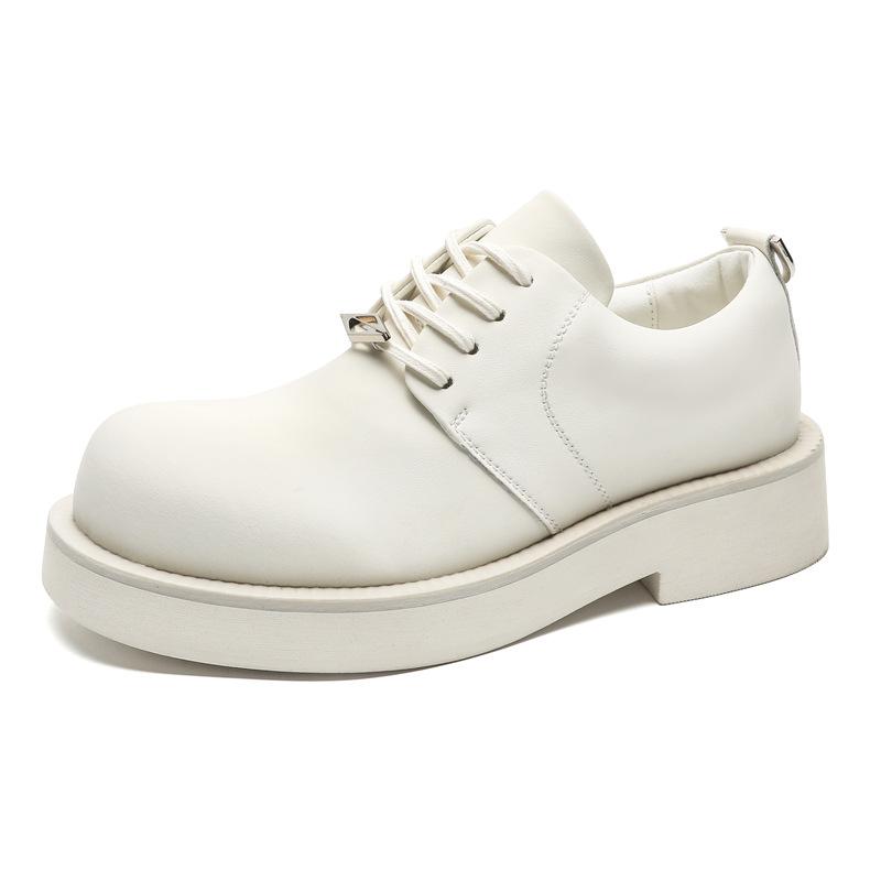 Однотонные ретро легкие роскошные мужские повседневные кожаные туфли на толстой подошве, увеличивающие рост, универсальные, уменьшающие возраст, кожаные туфли с большой головой, парные туфли 56