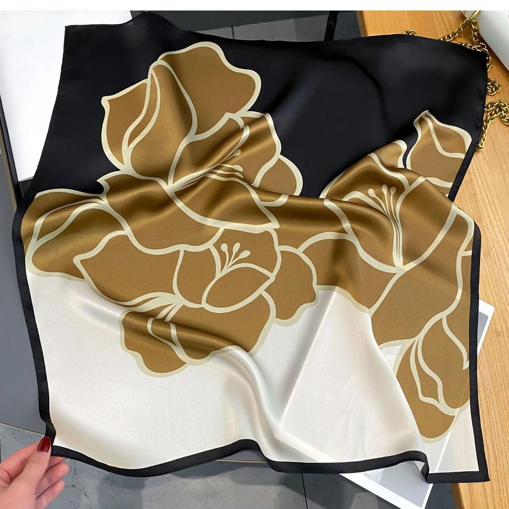 Neckerchief Female Luxury Square Scarf for Women Silk Shawl Satin Hijab Fashion Wraps Hair Bands Ribbon Headband Bandana