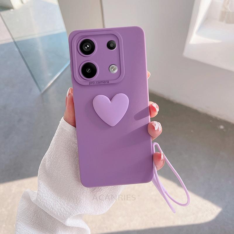 Силиконовый чехол Note13 Love Heart Lanyard для Xiaomi Redmi Note 13 Pro 4g 5g 13pro 12 12pro Plus 12s 10s 11s 9 8 Camera Cover 13c