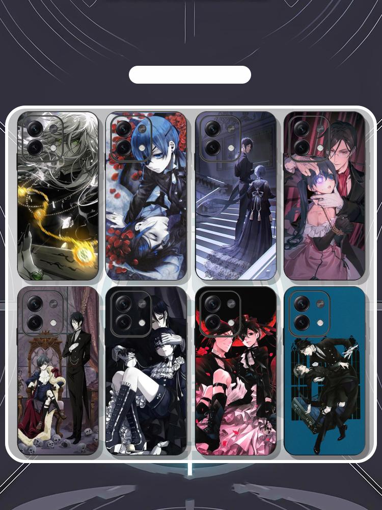 Чехол для телефона Black Butler Горячий японский аниме для Redmi Note 14 13 12 11 Pro Plus S 5G 14C A3 Мягкий черный чехол для телефона