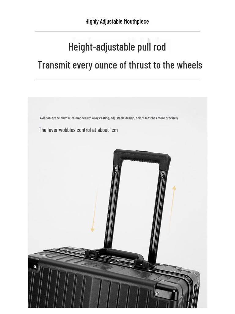 24-Inch Trendy Aluminum Frame Suitcase with Universal Wheels & Password Lock for Students