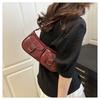 Vintage Pu Leather Shoulder Bag Y2k Zipper Handbag Chic Women's Armpit Bag  Hobo Bag