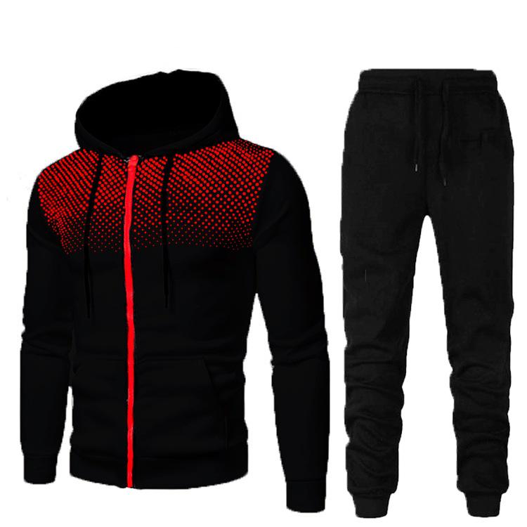 2025 Unisex Polka Dot Print Plus Velvet Hoodie & Sweatpants Set for Autumn/Winter