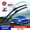 For Opel Insignia B 2017-2021 Car Windshield Wiper U-type Soft Rubber Frameless Bracketless HD Car Wipers 24"+18"
