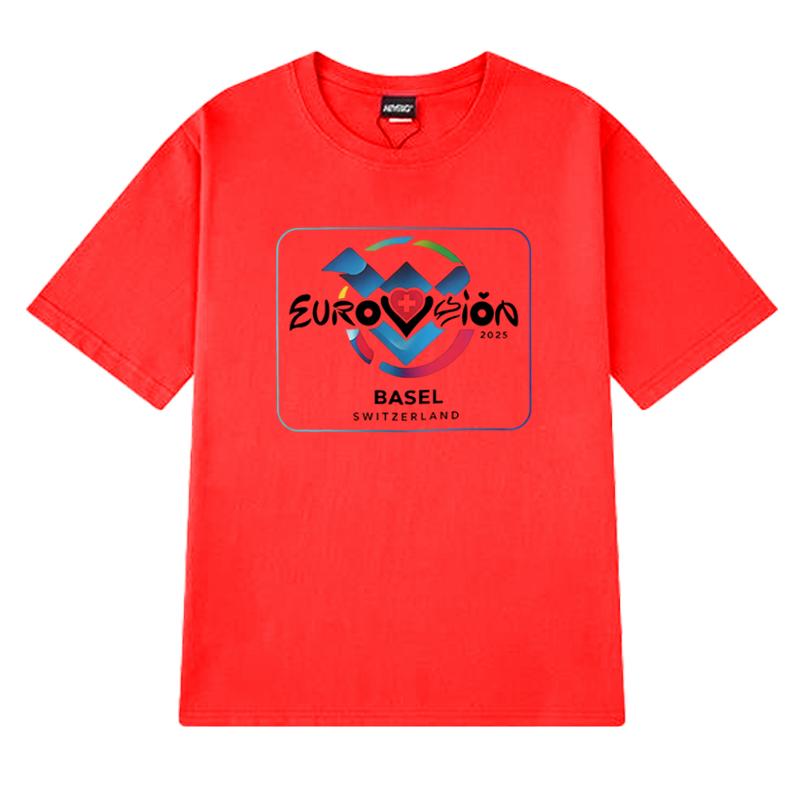 Eurovision Song 2025 Basel Switzerland short sleeve Tshirts Unisex Women Fashion Oversized clothing Unisex 100 Cotton T shirt Top