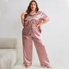 2 Pcs Women Short Sleeve Bathrobe Nightgown Silk Satin Ladies Sleepdress Summer Female Pajamas Set