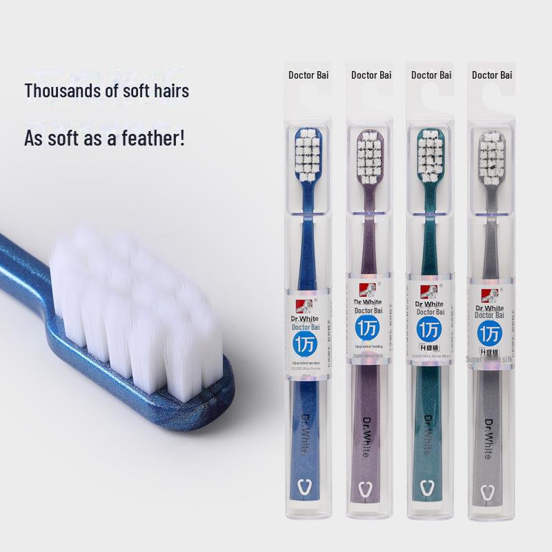 «Премиум-мягкая зубная щетка с 10 000 щетинками и широкой головкой для бережного ухода за деснами и чистки зубов, в индивидуальной упаковке»