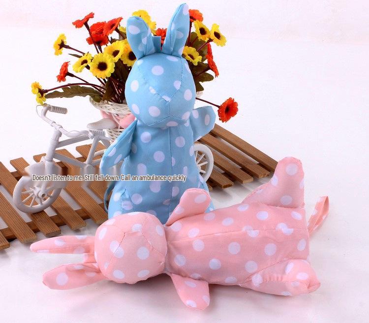 Новый зонт от солнца и дождя складной с мультяшным кроликом и в горошек