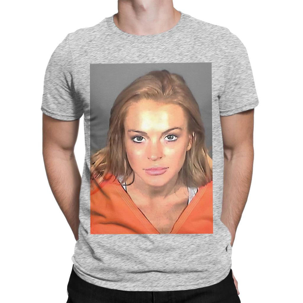 Mugshot Graphic 100 Cotton Tshirt Lindsay Lohan Tees Tops For Unisex
