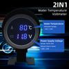 AD 2 in 1 12V 24V Round Led Digital Car Truck Water Temp Gauge Temperature Sensor Temperatura Moto Voltmeter Volt Voltage Meter