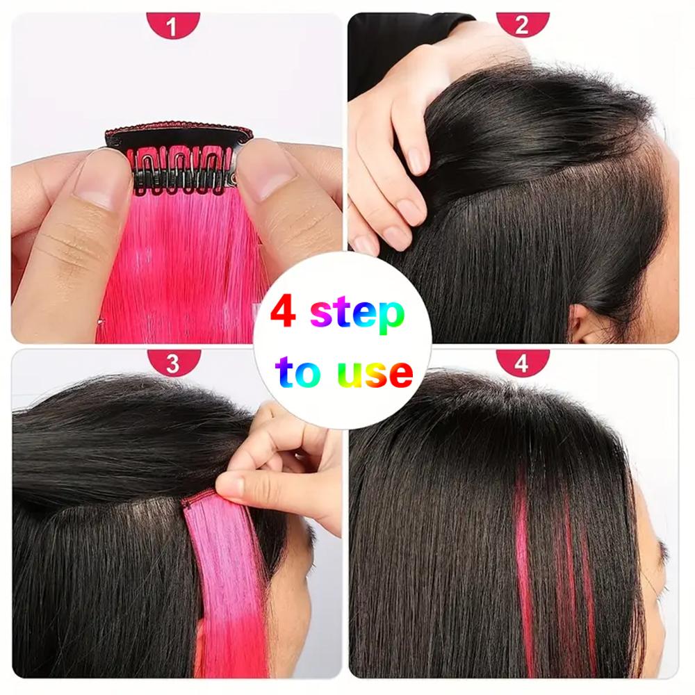 LISI HAIR 1 шт. синтетические длинные прямые цветные заколки для волос, подходящие разноцветные накладки для волос для женщин, повседневные аксессуары для вечеринок и фестивалей