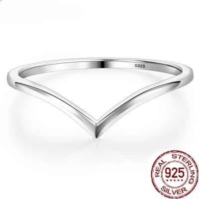 Кольца Trumium из 100% стерлингового серебра 925 пробы с гладкой V-образной формой для женщин, классические кольца для пальцев, простые, не выцветающие, ювелирные изделия