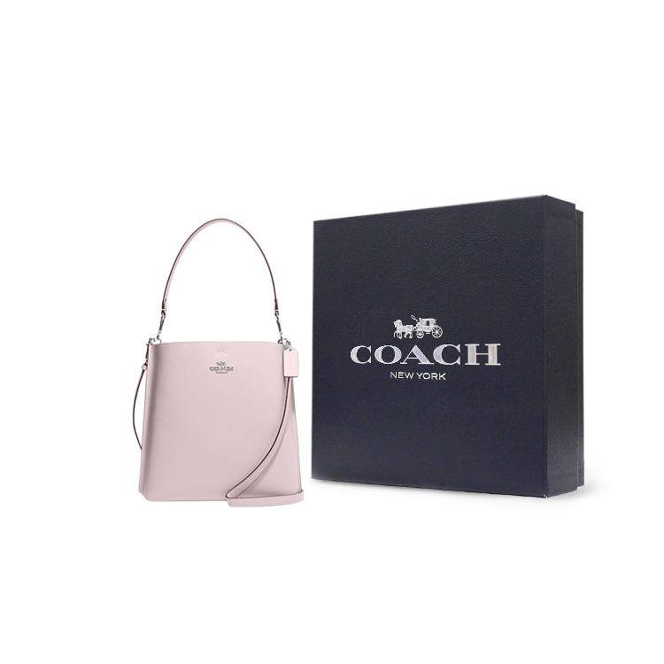 New COACH Mollie Leather Bucket Bag, Handbag, Shoulder Bag, Crossbody Bag Tubas Women's Ice Pink CA214-SVNBA