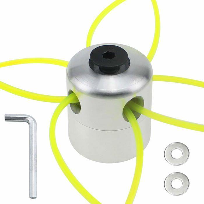 Tête de débroussailleuse universelle M10 en aluminium + 4 fils nylon jaune fluorescent – kit complet
