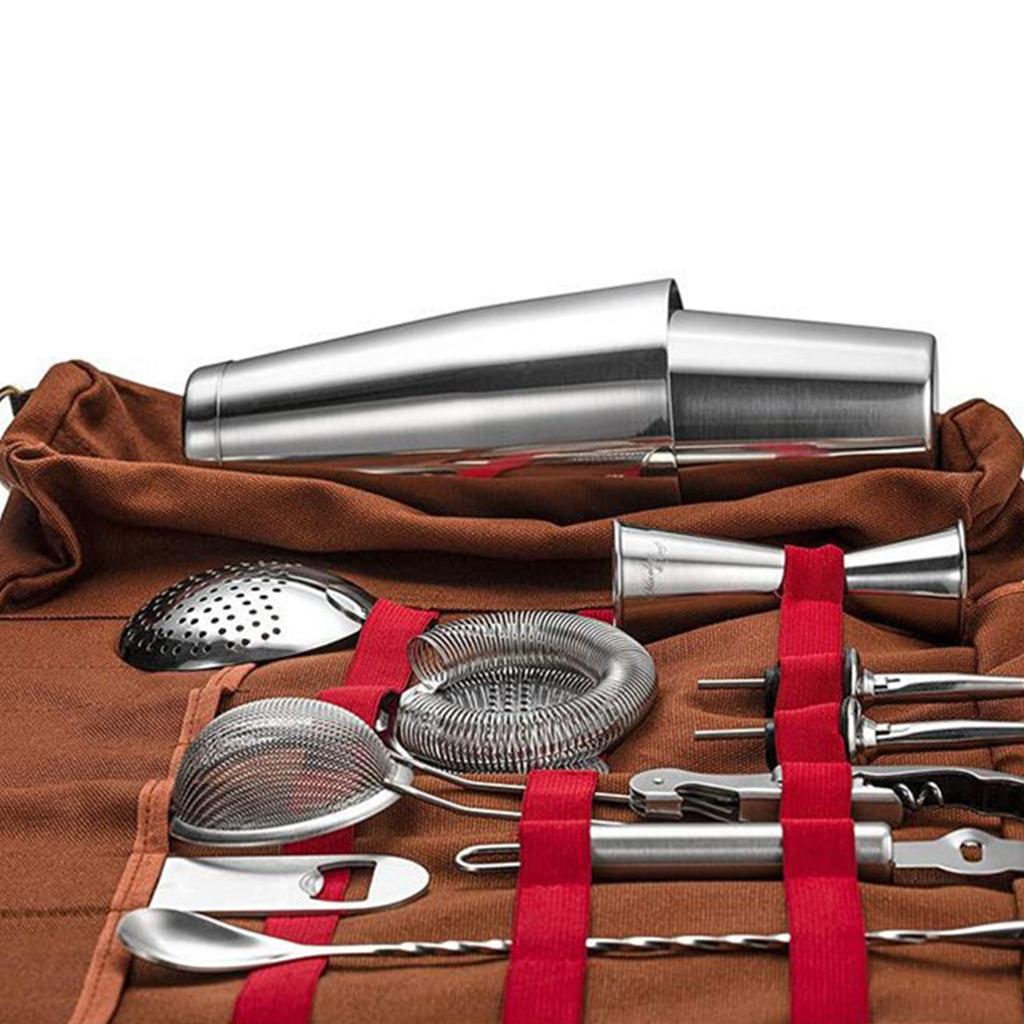 Travel Bartender Bag (Without Tools) Portable Bar Canvas Tool Bag for Carrying Cocktail Shaker Set for Indoor Outdoor