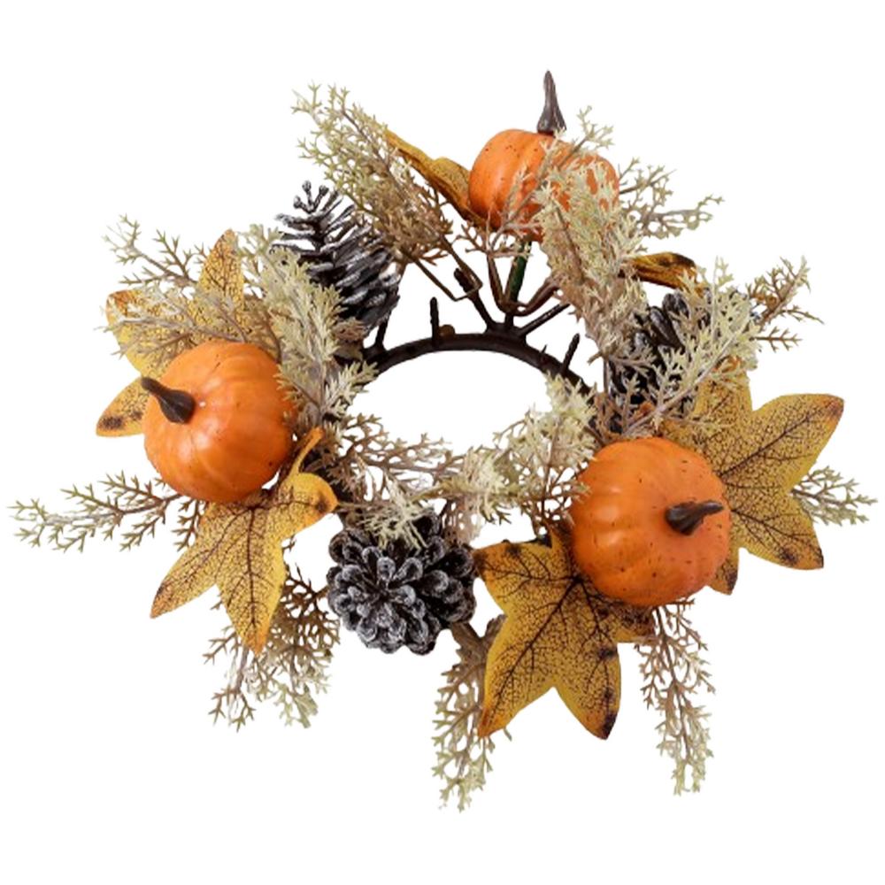 Artificial Flowers Candle Ring Fall Candle Garland Ring Decor Simple And Elegant Autumn Harvest Wreath For Shelf Door Handle