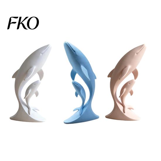 Whale Art for Nursery Decor 3D Printed Ornaments, Mother And Child Figurines, Matte Solid Color Figurine Modern Minimalist Double Sculpture