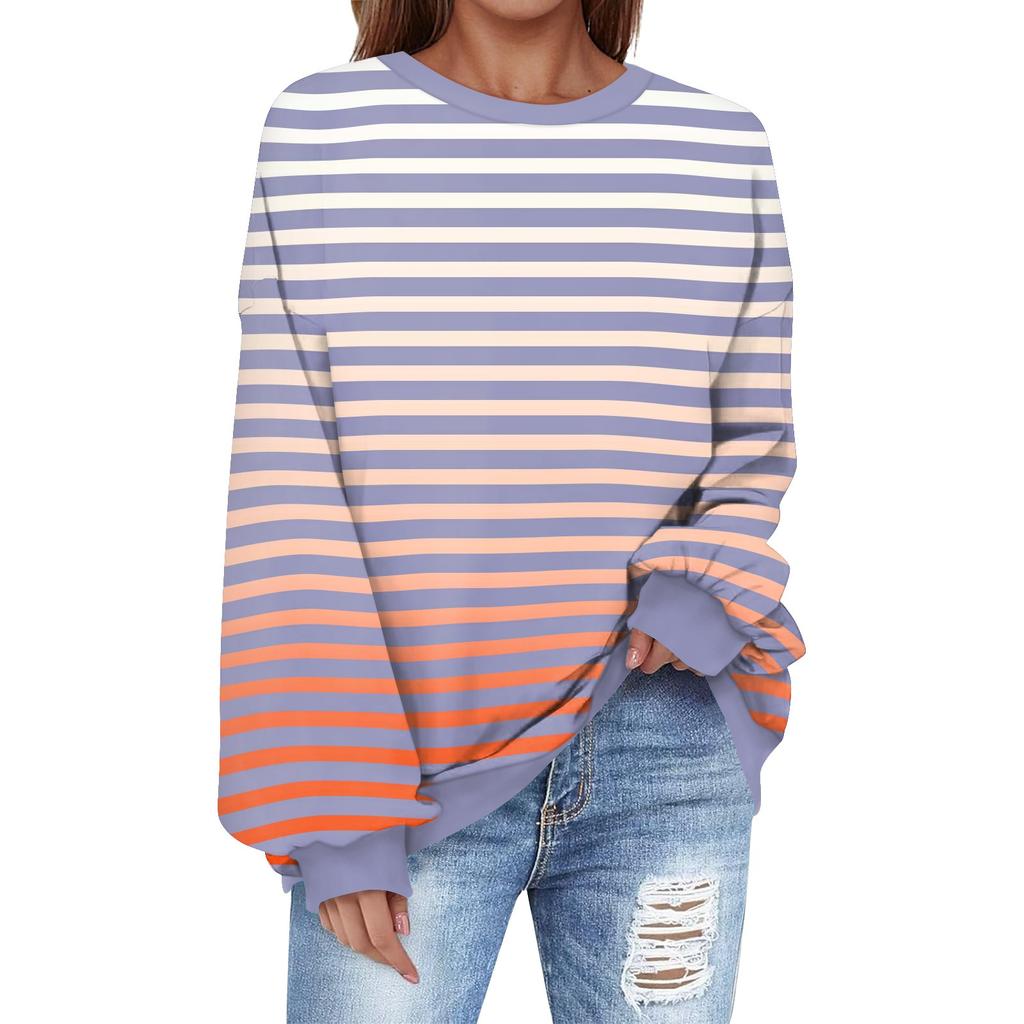 Толстовка большого размера для женщин с круглым вырезом и принтом, с длинным рукавом, толстовка