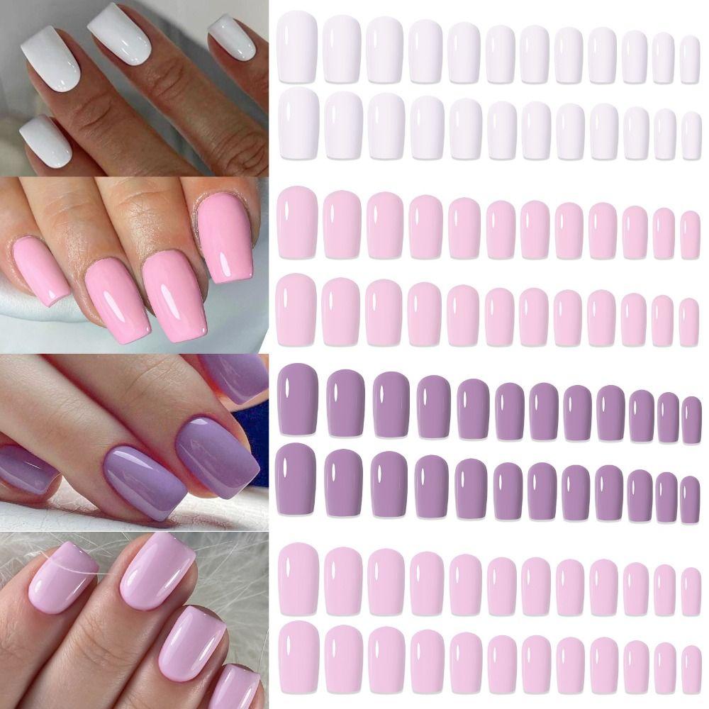 96pcs French Fake Nials Long Square and Ballerina Nail Tips Manicure False Nails DIY