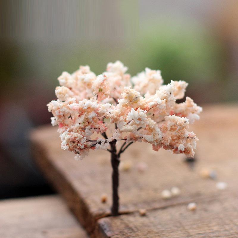 Pink Peach Flower Tree Miniature Ornament for DIY Landscaping