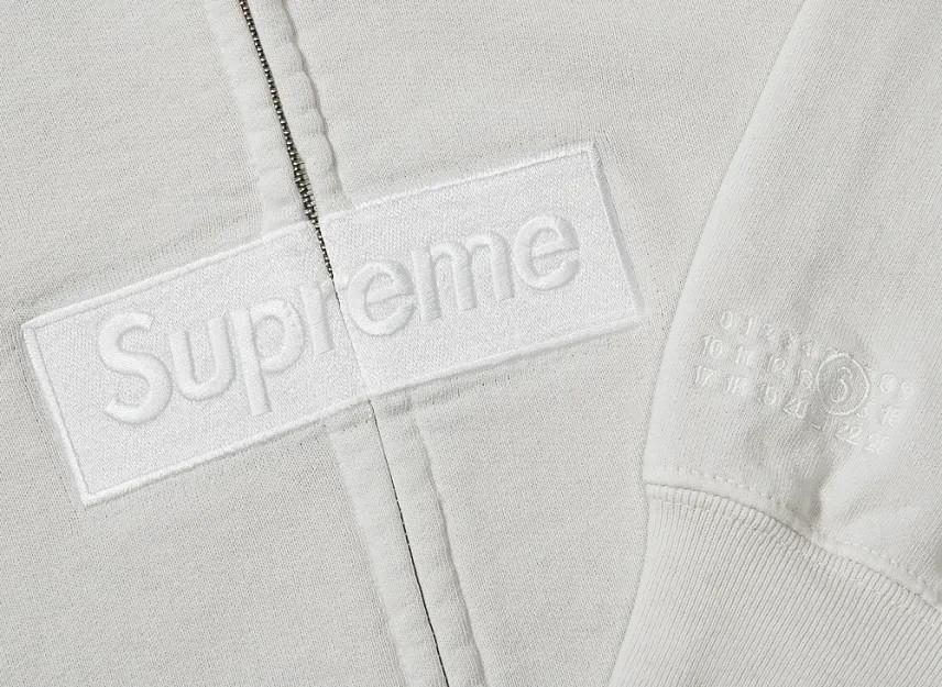 Supreme X MM6 Maison Margiela Худи на молнии с логотипом-коробкой "Белый"