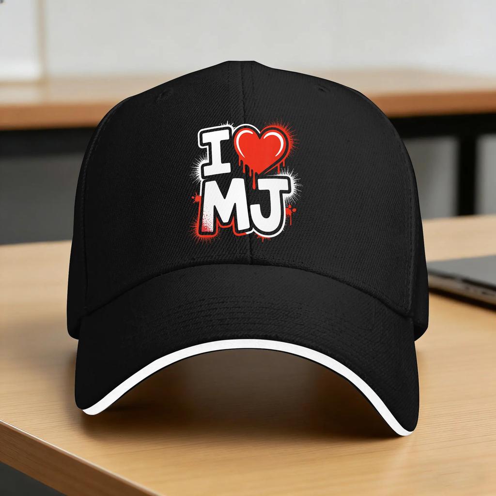 I Love MJ Fan Casual Baseball Cap Spring Trucker Hat Sun Visor Running Hippie Snapback Cap Unisex Unisex Fashion Baseball Caps