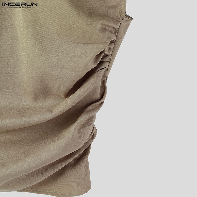 INCERUN Мужские облегающие повседневные майки без рукавов с воротником-стойкой и эластичной талией, скрученные