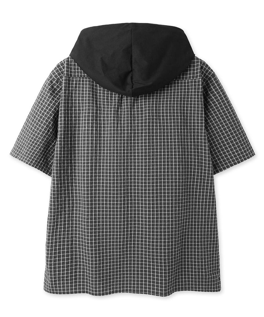 OHY Check Zip Hoodie S/S Shirt - Black