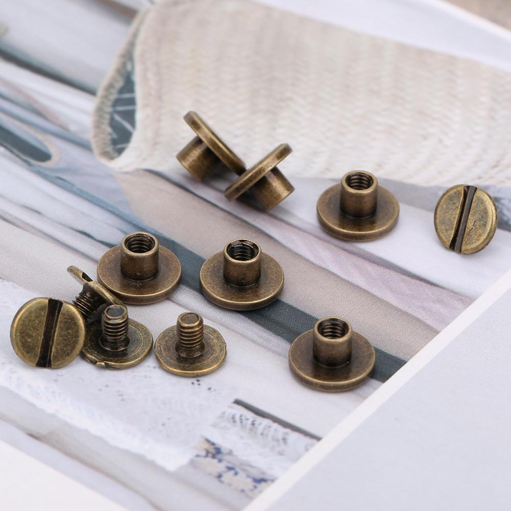 20 Set Brass Rivet Account Book Connecting Screws Notebook Binding Belt StudsBronze