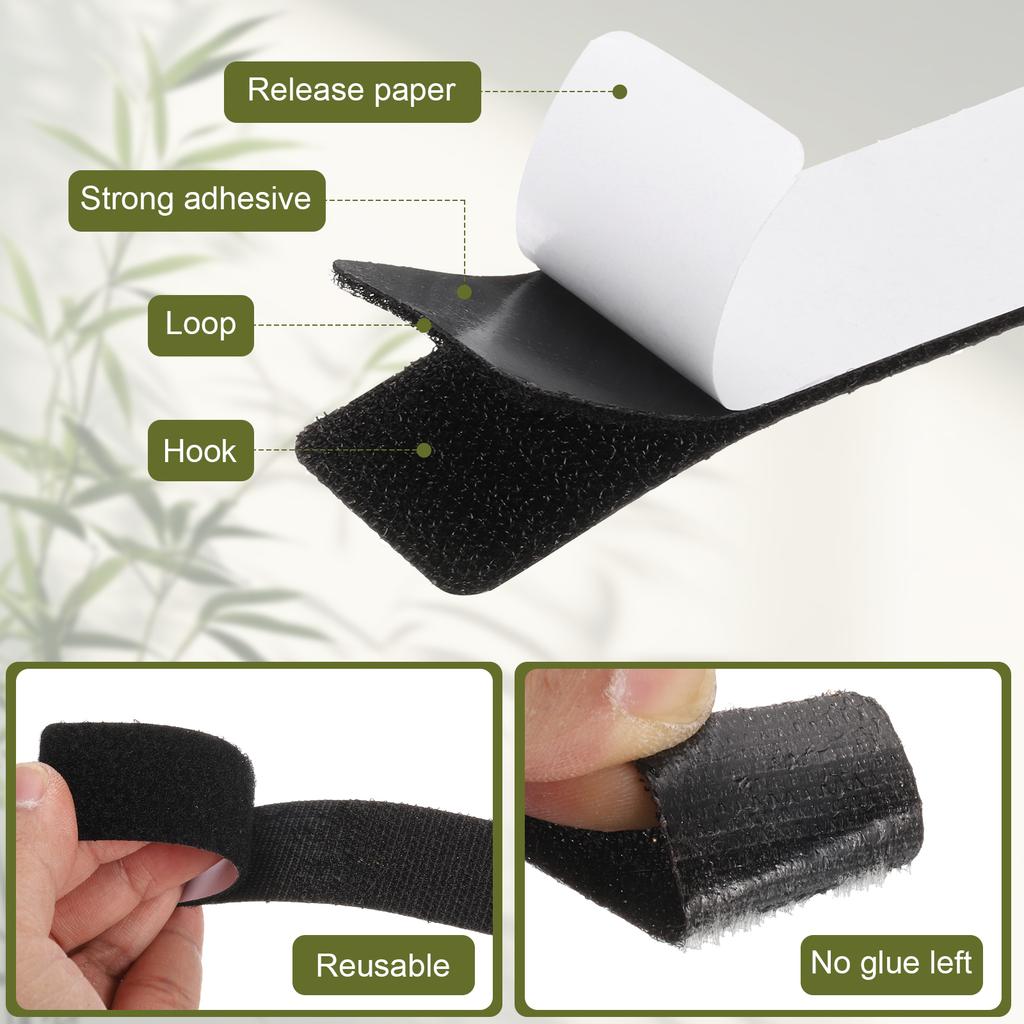 Прочная самоклеящаяся лента-липучка прямоугольная нейлоновая наклейка клейкая лента для дома офиса автомобиля DIY рукоделия черная