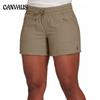 Летние женские брюки эластичные повседневные спортивные шорты с высокой талией и большими карманами