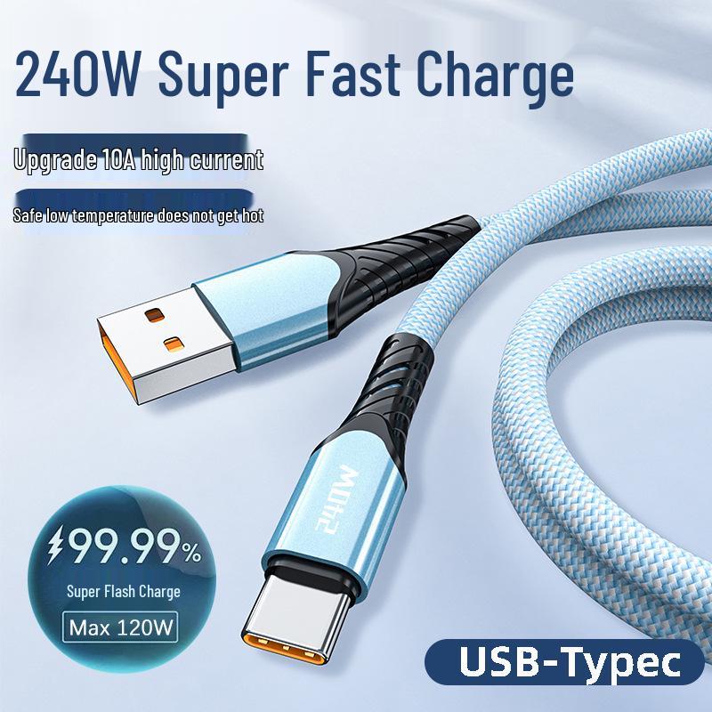 10A 240W Flash Charge Braided Cable for Huawei Honor Type-C Devices
