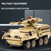 Нетоксичные 458 деталей Вторая мировая война Военный Савт M1128 Мобильная пушечная башня Строительные блоки Модель мобильной пушечной установки Кирпичики Детские игрушки