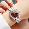 Xiaomi Luxury Red Dial Rhinestone Women Watches Stainless Steel Band Elegant Ladies Quartz Wristwatch Relogio Feminino (Without Box)