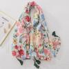 Bright Floral Beach Towel and Scarf with Tassels - Soft Cotton & Linen for Women