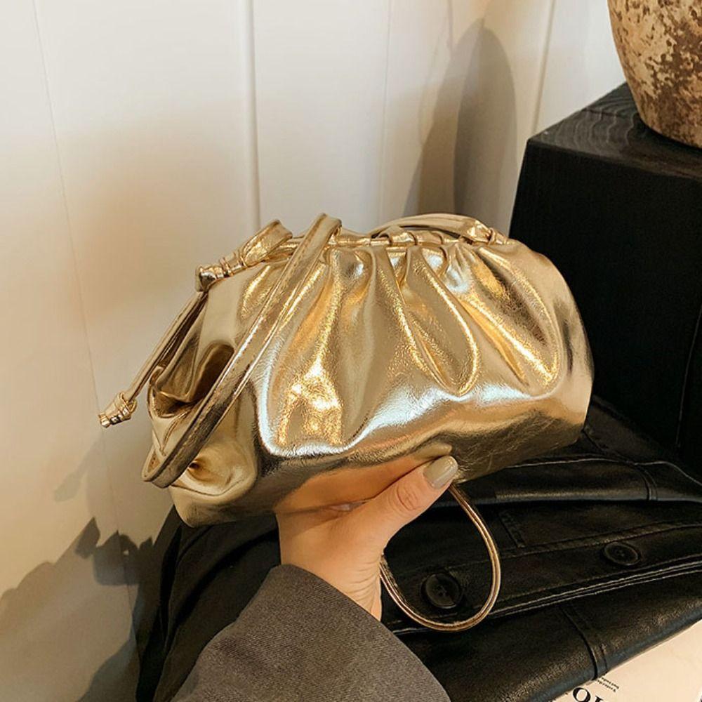 Сумка-клатч из мягкой искусственной кожи Dumpling, серебристая, для вечеринок, для банкета, сумка-облако, для улицы