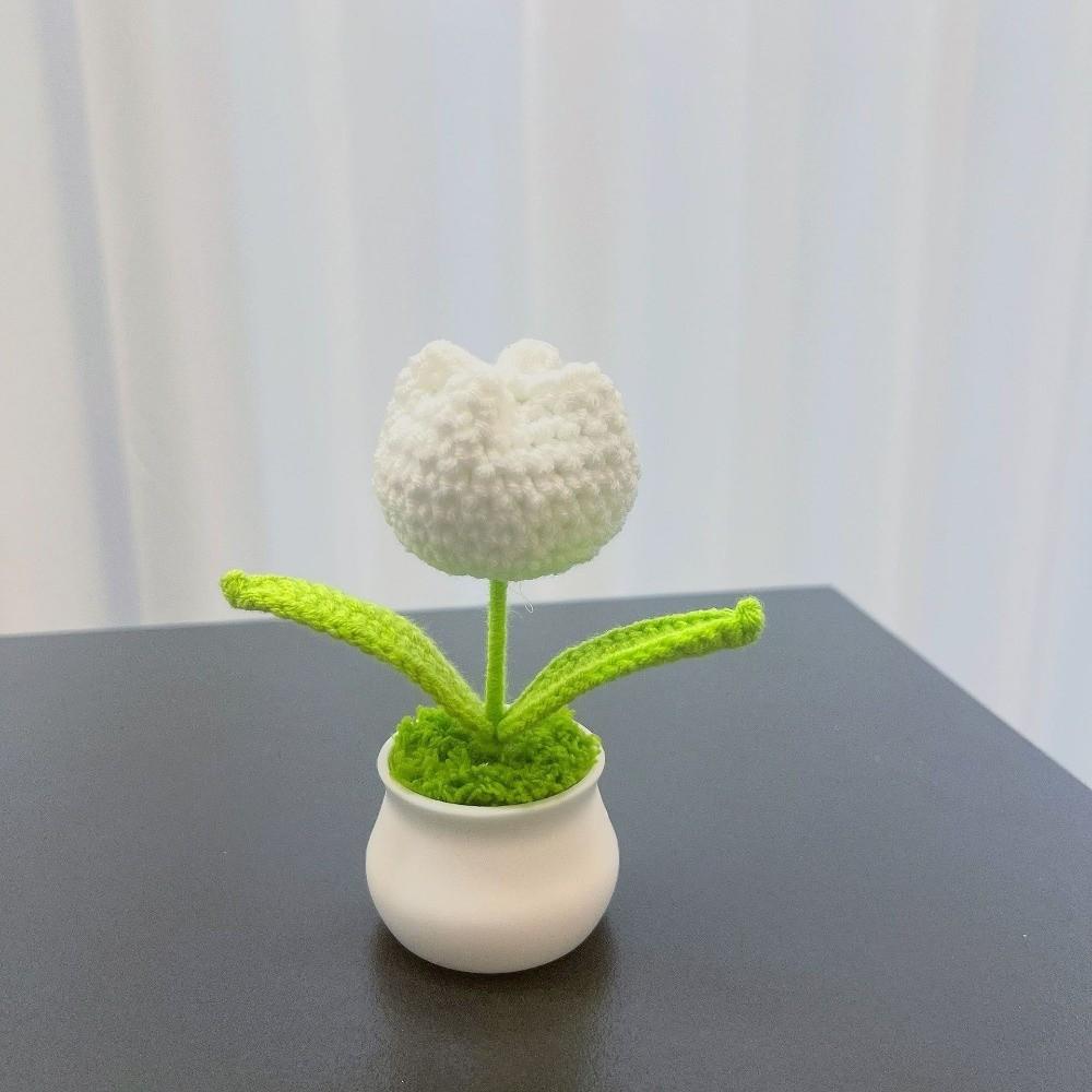 Mini Tulips Crochet Flower Potted DIY Handcrafted Bonsai New Handmade Knitted Flowers Home Decor