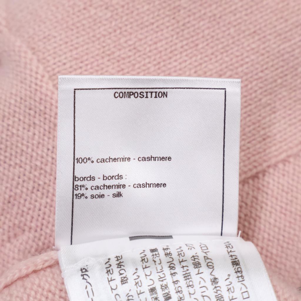 Chanel [New/Domestic Genuine] P71355K10217 CC Logos Button 100% Cashmere Tops 34 Pink / GrayUsed
