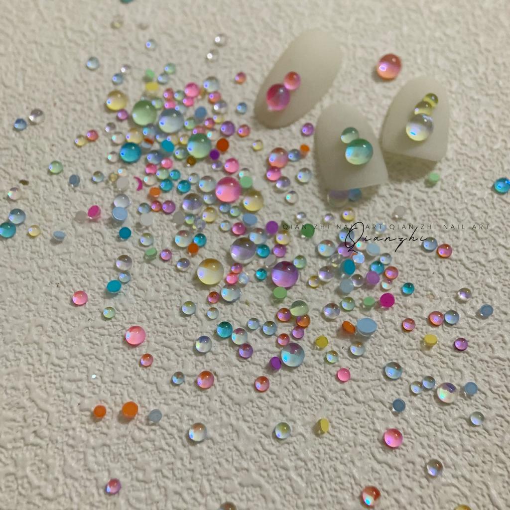 Симфония Дизайн ногтей Русалка Стеклянная бусина Аврора Конфетный цвет Дизайн ногтей Безделушка Сделай Сам Дизайн ногтей Сверло для ногтей