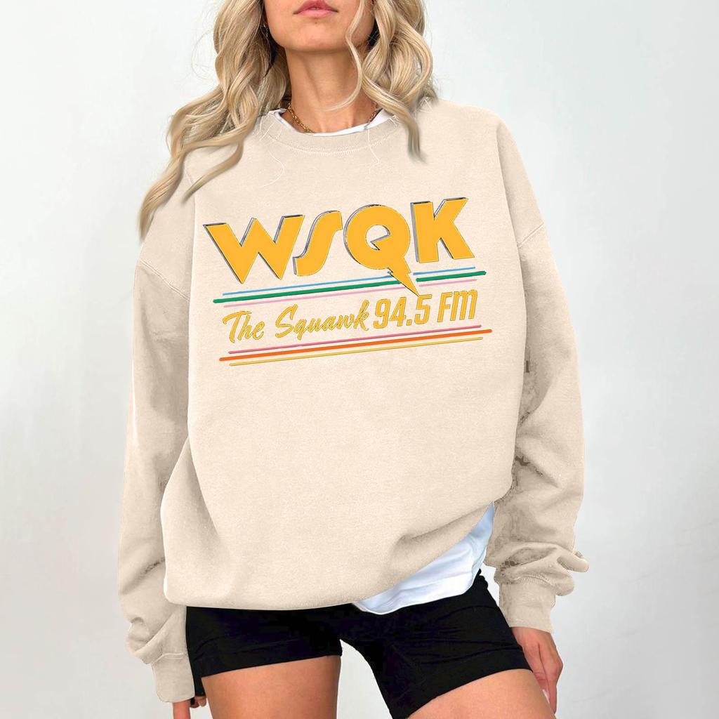 Женский модный и повседневный свитшот с длинным рукавом, круглым вырезом и принтом